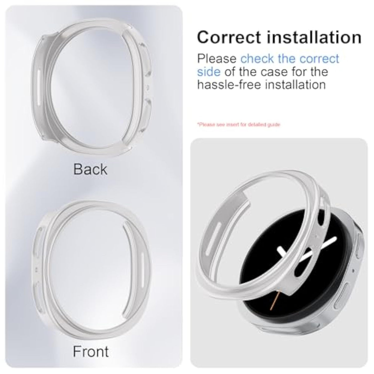 [4+4Pack]Case For Samsung Galaxy Watch 8 Screen Protector 44Mm Face Cover Set,Hard Pc Cover+Hd Tempered Glass Protective Film For Galaxy Watch 8 Case/Watch8 44Mm Screen Protector Accessories Women Men