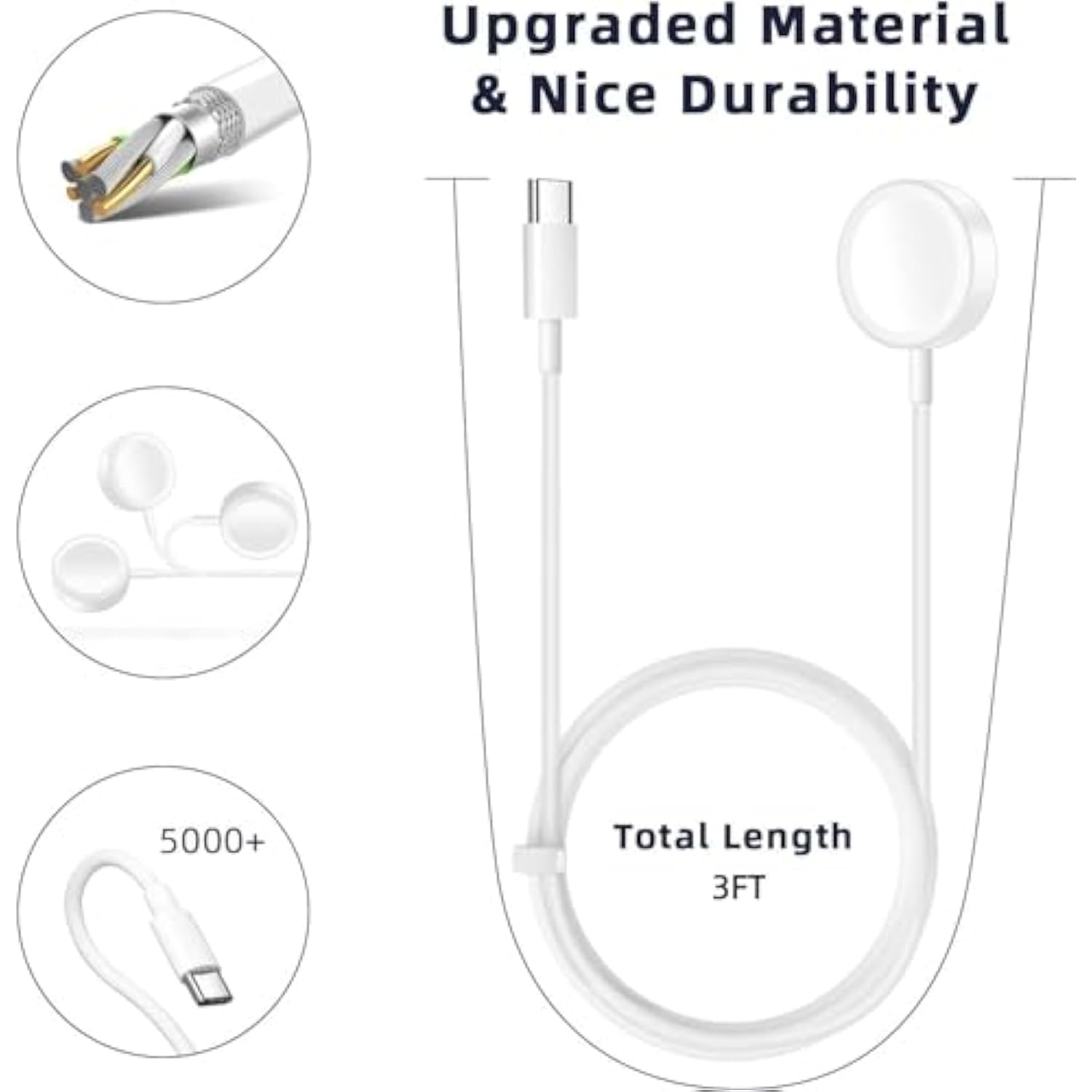2 Pack 2025 Upgraded Apple Watch Charger Usb C Cable Magnetic Iwatch Charger Fast Charging Cord 3Ft For Apple Watch Ultra 2/Ultra/Se/Se (2Nd Gen)/Series 10/Series 9/Series 8/7/6/5/4/3-White