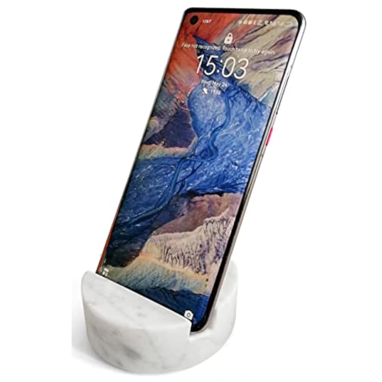 Luxurious Marble Cell Phone Stand Holder For Cellphone Tablet On Desk, Countertop, Table, Nightstand. Heavy Real Stone Mobile Phone Stands (Solid)