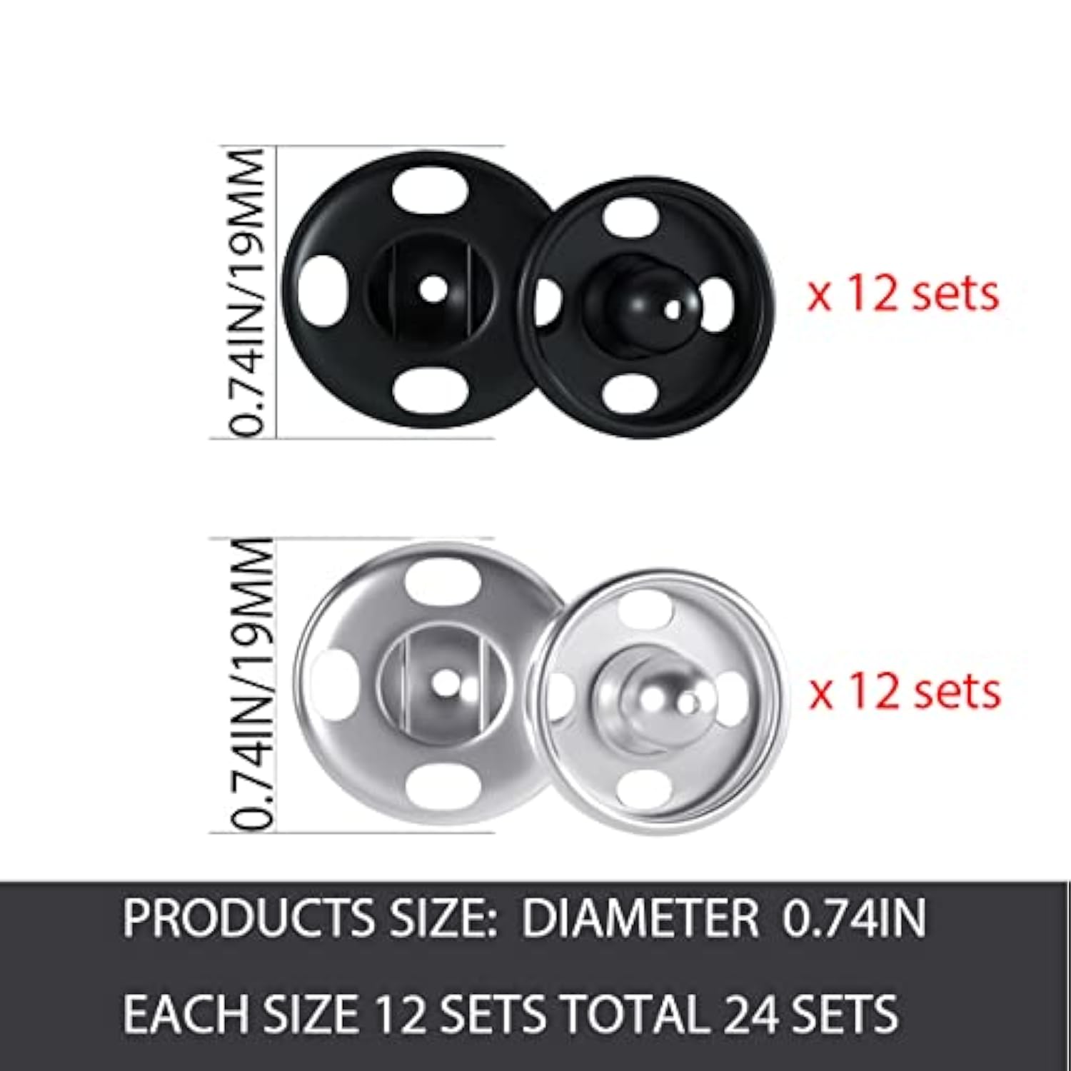 Sew On Snap Metal Fasten Press Button For Sewing Clothing Silvery 24 S