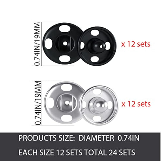 Sew On Snap Metal Fasten Press Button For Sewing Clothing Silvery 24 S