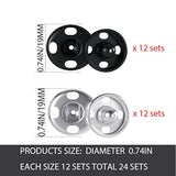 Sew On Snap Metal Fasten Press Button For Sewing Clothing Silvery 24 S