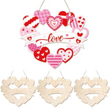 Paintable Valentines Ornaments 3 Sets, Wooden Valentines Ornaments To Paint, Unfinished Love Signs Wreaths Wood Crafts For Painting, Wooden Cutouts Diy Wood Crafts For Kids Adults Door Decor (Love