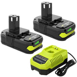 Upgraded 3600Mah Replacement For Ryobi 18V Battery (2-Pack) With Charger Combo Compatible With Ryobi 18V One+ Battery 3.6Ah P108 P103 P104 P105 P107 P109 P122 Power Tools & Charger P117 P118