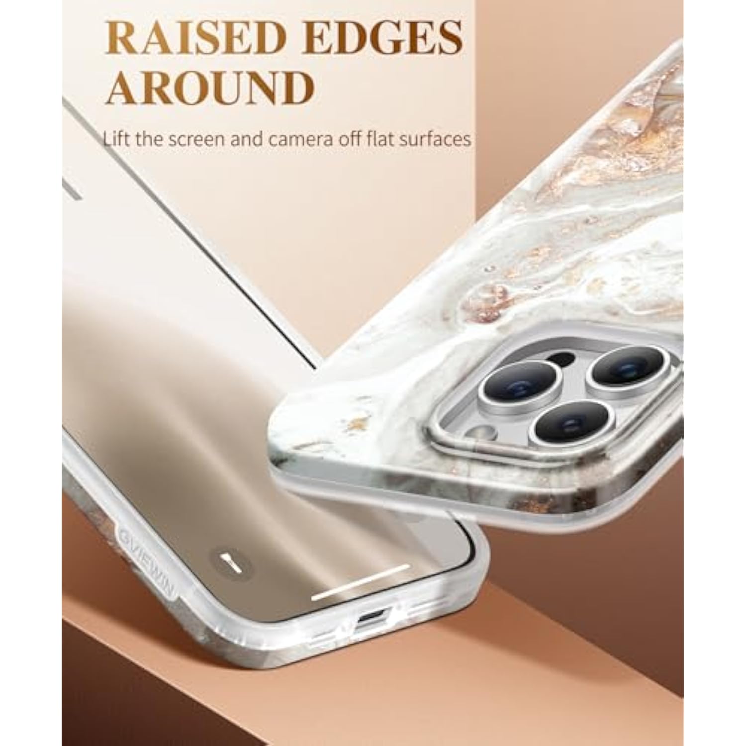 Marble iPhone 15 Pro Max Case with Screen & Camera Protector Slim TPU