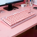87-Key Pink Tkl Mechanical Keyboard With Tactile Brown Switches, Hot Swappable Led Backlit Keyboard For Gaming And Office