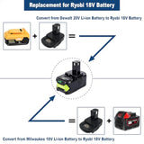 Dm18Rl Battery Adapter Converter With Usb Port, Convert From Dewalt 20V & Milwaukee 18V M18 Li-Ion Battery To Ryobi 18V P108 Abp1801 Battery