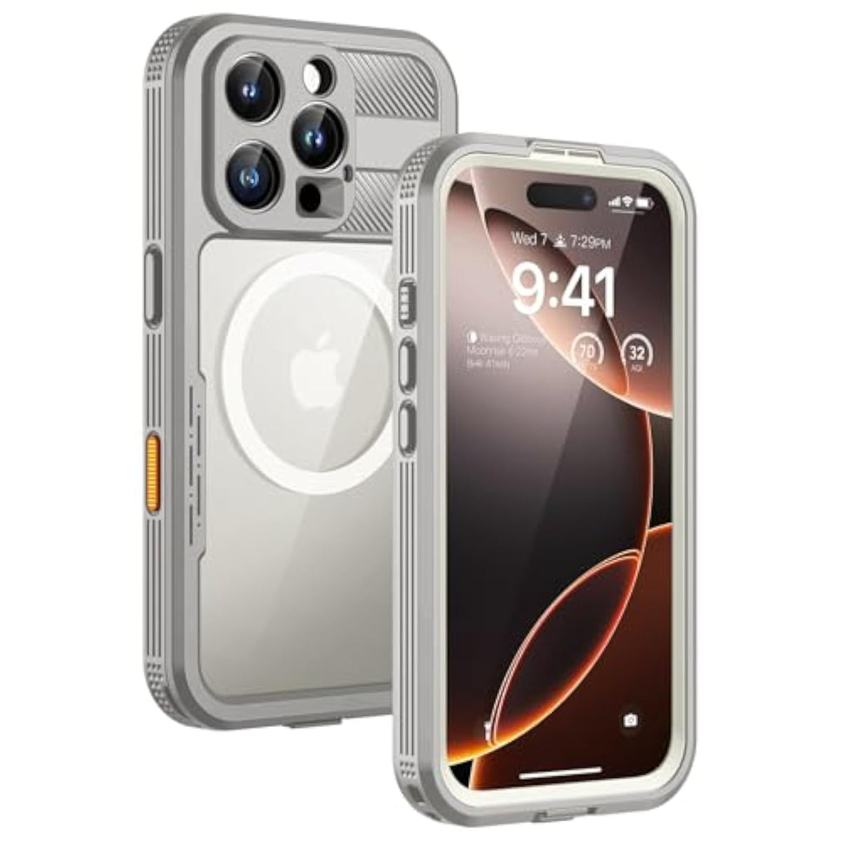 Magnetic For Iphone 16 Pro Max Case, Ip68 Waterproof Dustproof Case, [Compatible With Magsafe] [Built-In Screen Protector] Full Body Heavy Duty Rugged Phone Cover 6.9 Inch, Natural