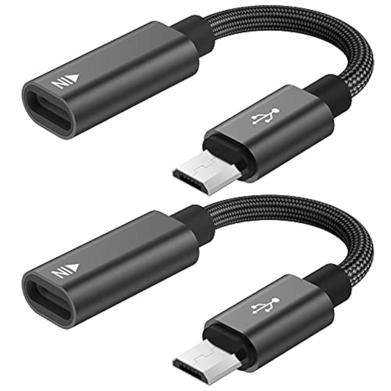 Usb C To Micro Usb Adapter, (2 Pack) Type C Female To Micro Usb Male Charger Connector Support Charge & Sync Compatible With Samsung Galaxy S7 Edge S6, Lg Nexus 5 4 And Micro Usb Devices-Black