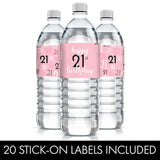 Pink, Black, And White 21St Birthday Water Bottle Labels – 20 Waterproof Stickers – Chic Party Decorations For 21St Birthday Celebration