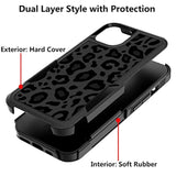 Designed For Iphone 13/Iphone 14 Black Leopard Case, Heavy Duty Protection Shockproof Dropproof Case, Cute Black Leopard Cheetah Cover For Women Girls Iphone 14/13 6.1 Inch
