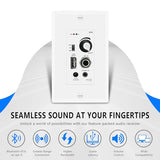 in Wall Audio Control Amplifier Receiver Compatible with Bluetooth 2 Channel Wall Plate with USB Microphone Aux (3.5mm) Input 120W for Sound Systems