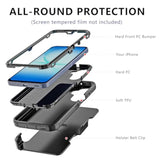 Heavy Duty 3-Layer Military Grade Rugged Full Body Protection Case for Samsung Galaxy A17 5G with Belt Clip Holster & Kickstand, Black
