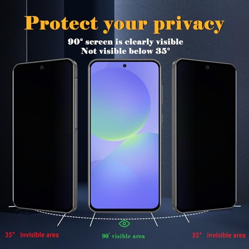 2 Pack Privacy Screen Protector for Samsung Galaxy A36, Tempered Glass Film full Coverage Anti Scratch, Anti-Spy, 9H Hardness, Bubble Free for