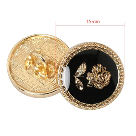 14Pcs Vintage Rose Button 15Mm Metal Enamel Suit Button Flower Buttons