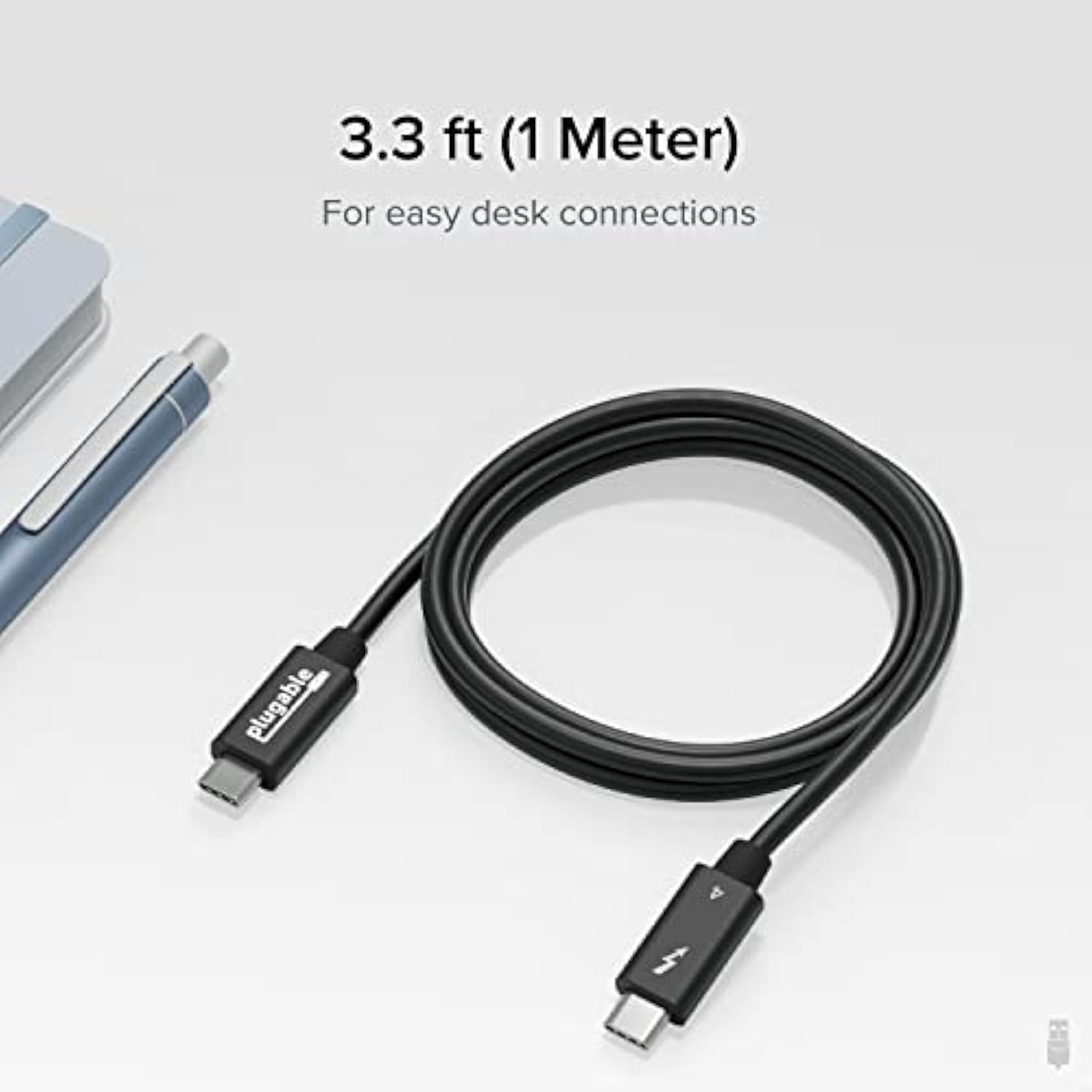 Thunderbolt 4 Cable With 240W Charging, Thunderbolt Certified, 3.3 Feet (1M),1