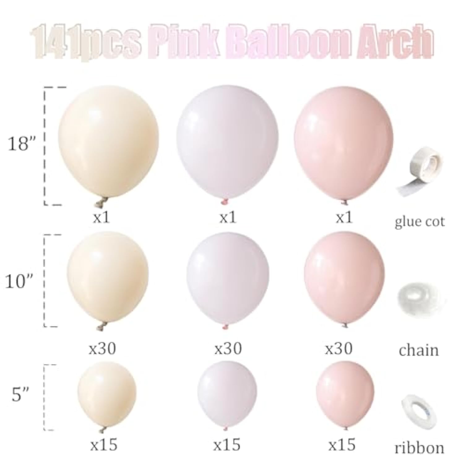 Dusty Pink Balloon Arch Garland Kit,141 Pcs Dusty Pink Light Pink Neutral Sand White Balloons For We Can Bearly Wait Baby Shower Gender Reveal Birthday Wedding Decoration