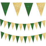 Graduation Party Decorations Green Gold 2025/Green Gold Graduation Decorations 2025/St. Patrick’S Day Decorations/Glitter Gold Green Birthday Party Decorations 2Pcs Triangle Banners
