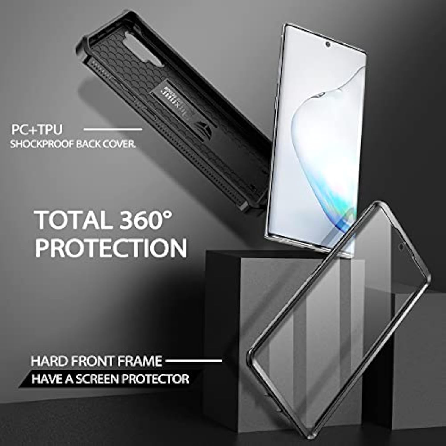 For Samsung Galaxy Note 10+ Plus Case, [Built In Screen Protector And Kickstand] Heavy Duty Military Grade Protection Shockproof Protective Cover For Samsung Galaxy Note 10 Plus Black