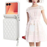 for  Galaxy Z Flip 7 Wallet Case, Crossbody Zipper Purse with Credit Card Slot Holder RFID Blocking PU Leather Adjustable Lanyard Detachable