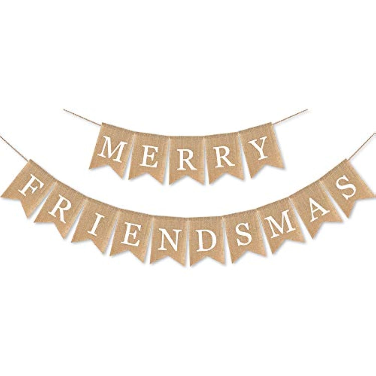 Burlap Merry Friendsmas Banner Christmas Holiday Friends Party Supplies Garland Decoration