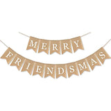 Burlap Merry Friendsmas Banner Christmas Holiday Friends Party Supplies Garland Decoration