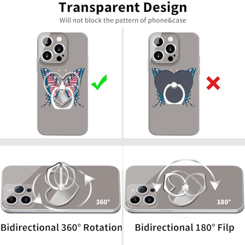 Transparent Clear Phone Holder Ring Grips, Finger Ring Stand for Cell Phone Tablet (Heart-clear)