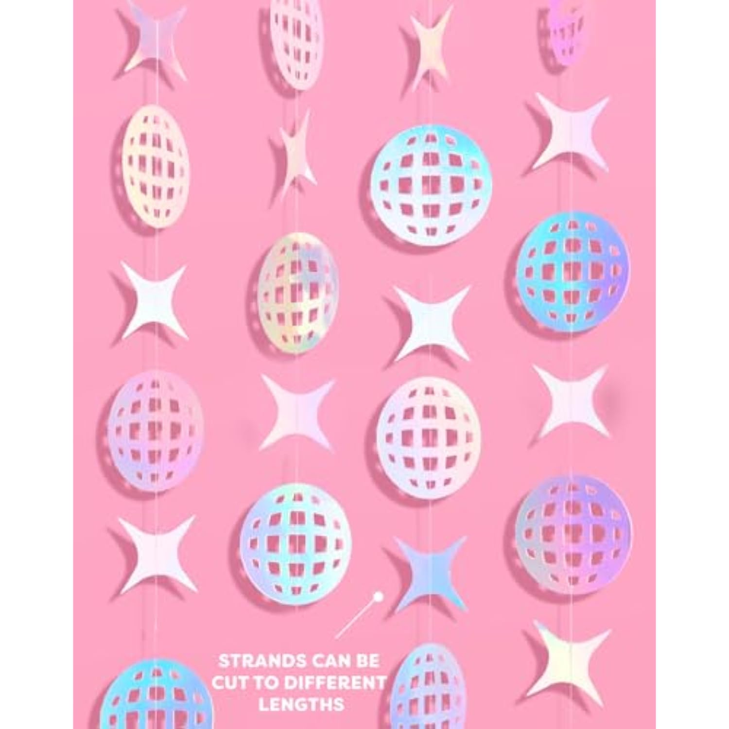 4pcs Iridescent Disco Sparkle Hanging Garland 12ft Bachelorette Party Decor