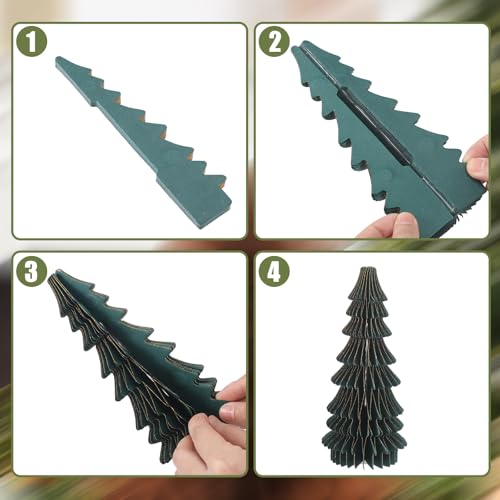 8 Pcs Paper Honeycomb Christmas Tree Decor Christmas Table Centerpiece 3D Gold Glitter Edge Red and Green Paper Trees for Xmas Winter Tabletop Mantel Holiday Party Decorations