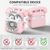 Compatible With Airpods 4 Case Cover 2024, Cute Funny Telephone Design For Airpods 4Th Generation Case With Cleaner Kit & Lanyard, Soft Silicone Shockproof Protective Case For Airpods 4 Gen