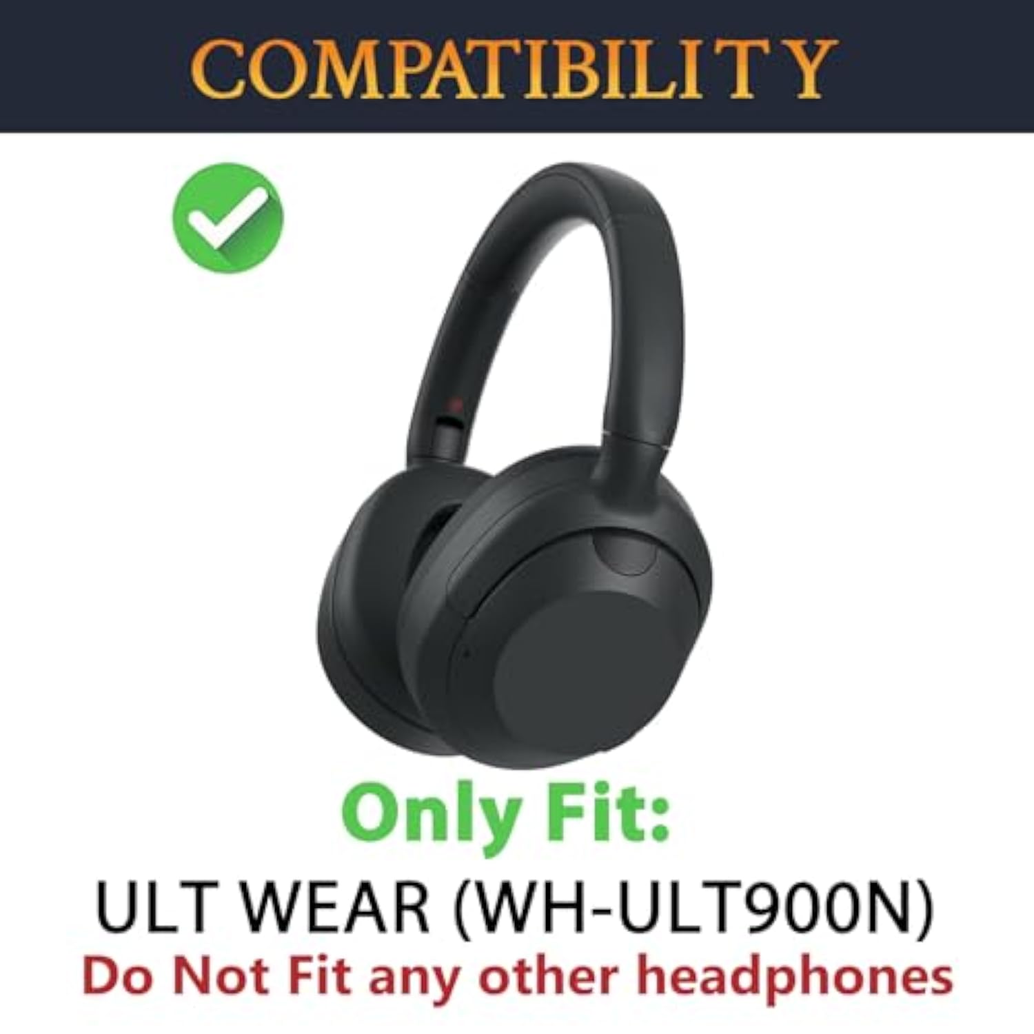 Protein Leather Replacement Earpads For Sony Ult Wear/Wh-Ult900N (Whult900N) Over-Ear Noise Canceling Headphones, Ear Pads Cushions With Noise Isolation Foam - Ult Wear Pl Black