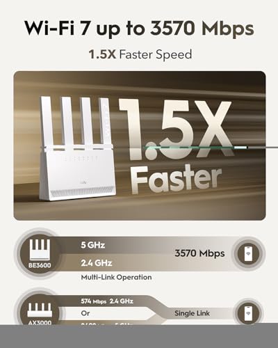 Dual Band Be3600 Wi-Fi 7 Router Wr3600E 4 Gigabit Ports, 2.0 Ghz Quad Core, 4 Antennas Vpn Clients & Server, App, Cloud Control