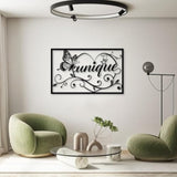 Large Black Metal Wall Decor - Butterfly Vines Love Stars Letter(Unique) Wall Art For Bedroom Living Room Office Home Decor
