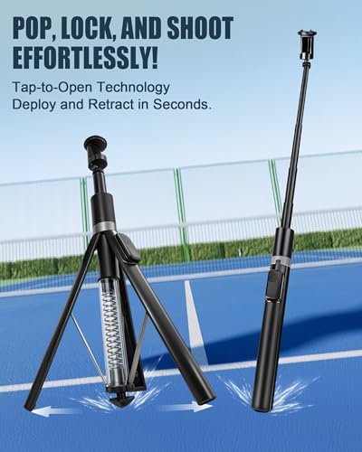 Automatic Phone Tripod, 67 Auto-Deploy Selfie Stick Tripod with Remote - 360° Rotatable Extendable - Portable Phone Tripod Stand for Video Recording