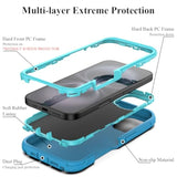 Designed For Iphone 16 Case,3 Layers Military Grade Full Body Protection,[Without Screen Protector][Dustproof Port Protection] Shockproof Rugged Non Slip Hard Cover For Iphone 16,Turquoise