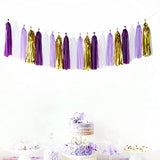 Purple-Gold Party Decoration Tassel Garland - 20Pcs Lavender White Gol