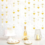 Engagement Bachelorette Party-Decorations White-Gold Garland - 52Ft Heart Ring Wedding Paper Streamers Banner, Galentines. Proposal Decor