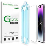Amfilm Easiest Installation Onetouch For 14 Pro [6.1 Inch] Screen Protector Tempered Glass, Auto-Alignment Tech, Bubble Free And Full Coverage Case Friendly, Anti-Scratch 2 Pack