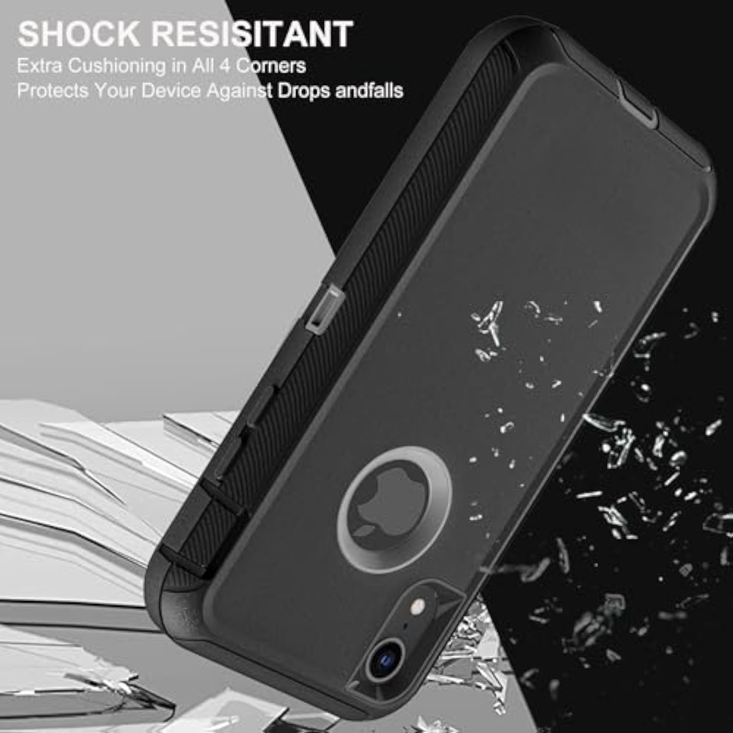 For Iphone Xr Case, Military Grade 3 In 1 Heavy Duty Shockproof/Drop Proof/Dust Proof Case With 2Pcs Tempered Glass Screen Protector (Black/Grey)