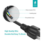 Universal 3-Prong Ac Power Cable For Computer, Tv, Monitor And More, 6 Feet (1.82 Meters), Black