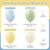 137Pcs Dusty Blue And Yellow Balloon Garland Arch Kit, Sage Green Dusty Blue Pastel Yellow Sand White Balloons For Wedding Anniversary Gender Reveal Baby Shower Birthday Party Decorations