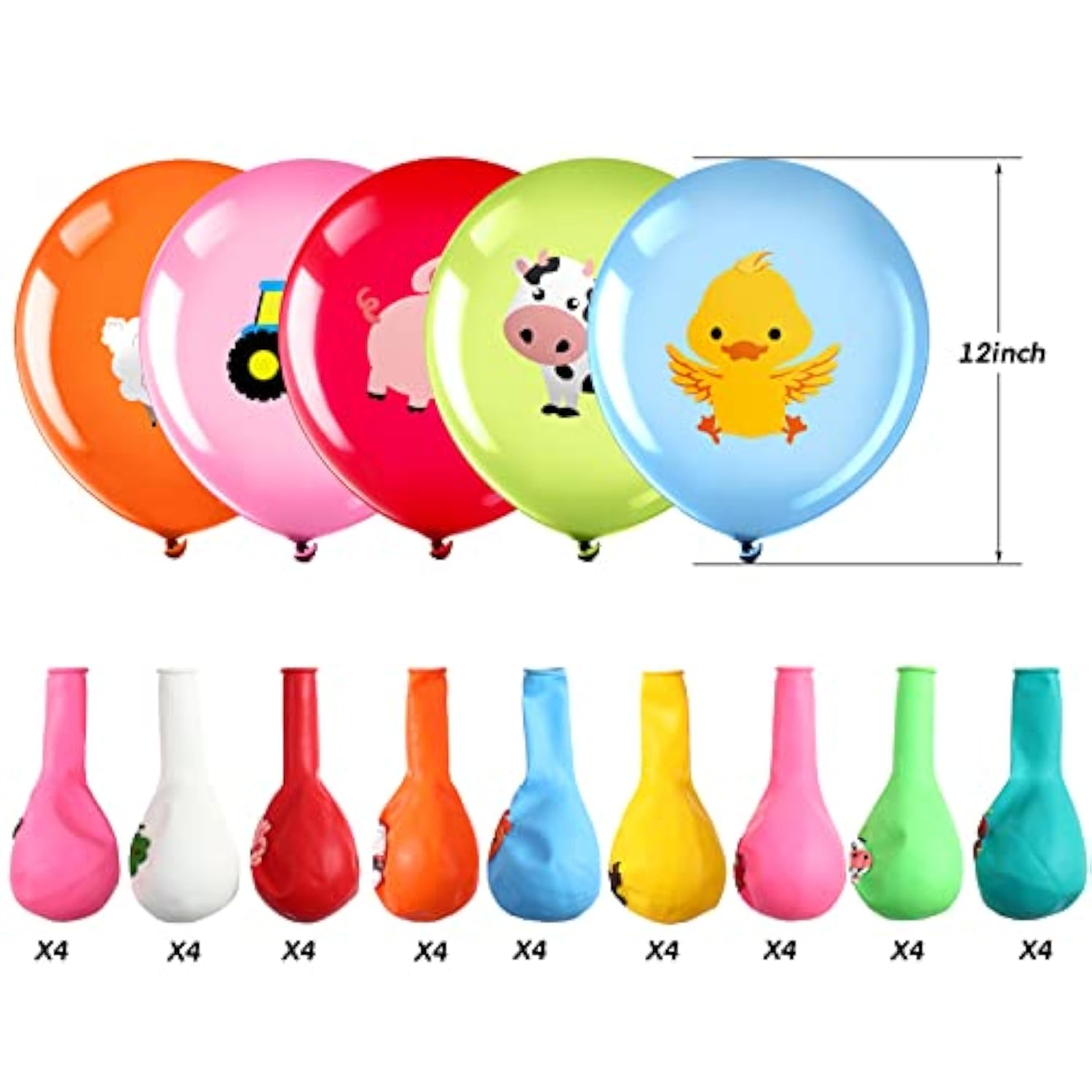 36 Pieces 12 Inch Farm Animal Balloons, Pig Cow Sheep Latex Balloons Tractor Barnyard Animal Farmhouse Party Decoration For Kids Baby Shower Farm Themed Birthday Party Favors Indoor Outdoor