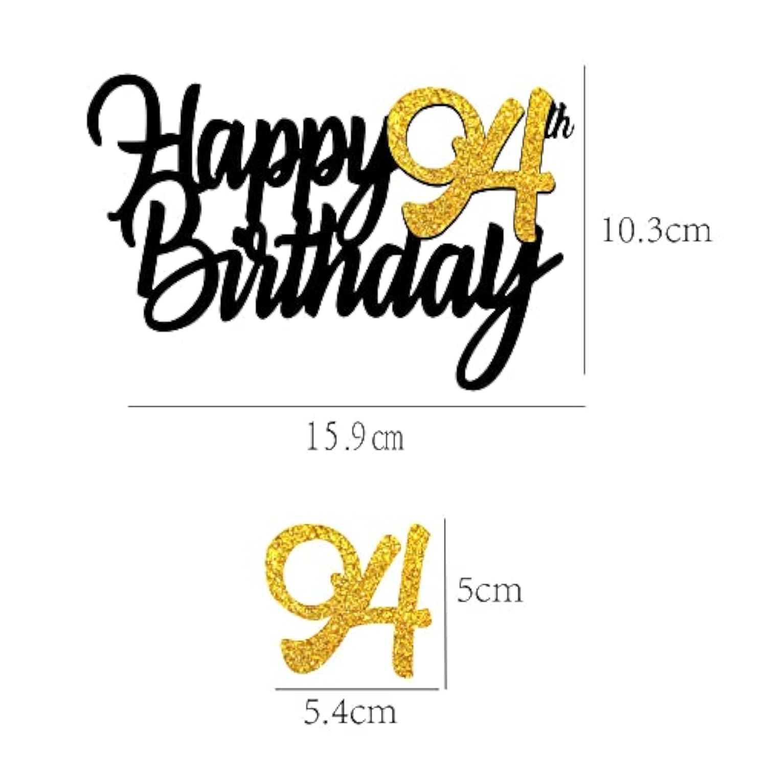 Happy 94Th Birthday Cake Toppers Glitter 94Th Anniversary Cake Topper 94 Years Loved Bday Decorations 94 Gold Birthday Cake Decorations Ninety-Four Party Supplies For Women Men(Black Gold)