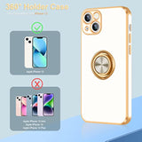 For Iphone 13 Case,For Iphone 13 Case With Ring Stand[360° Rotatable Ring Holder Magnetic Kickstand][Shiny Plating Gold Edge] Slim Soft Tpu Shockproof Protective Cover Case For Women Men,White