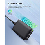 Usb Charger 60W Usb Charging Hub 12A 6-Port Desktop Charging Station With Multiple Port Compatible With Iphone 15 Pro Max 14 Pro Max 13 Pro Max, Ipad Pro Air Galaxy S23 Edge Note Tablet Black