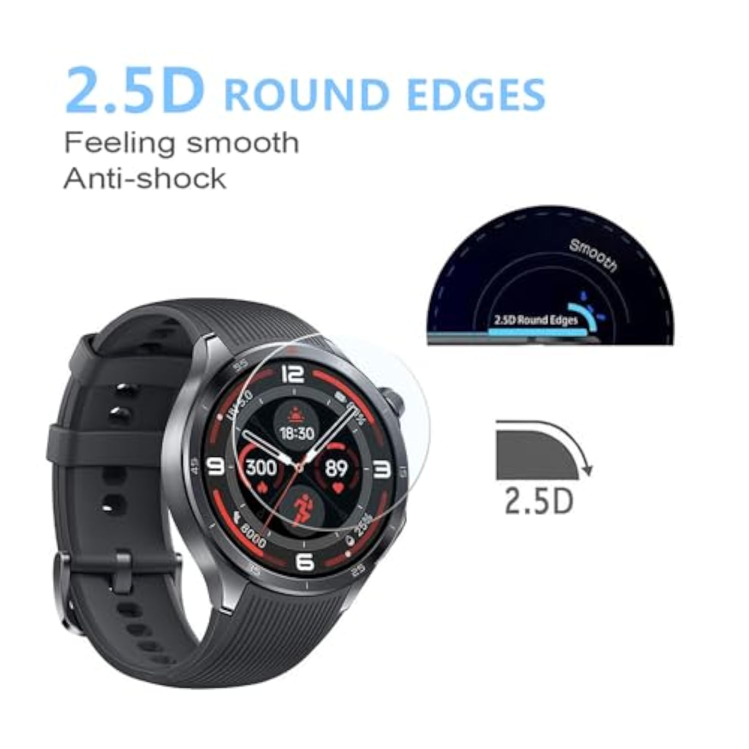 Screen Protector Compatible For Oneplus Watch 3 (3 Pack) Smartwatch Clear Tempered Glass Protective Film