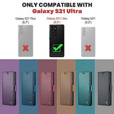 Galaxy S21 Ultra 5G Wallet Case with [RFID Blocking] Card Holder Magnetic Kickstand,Soft Leather Flip Protective Case Wallet for