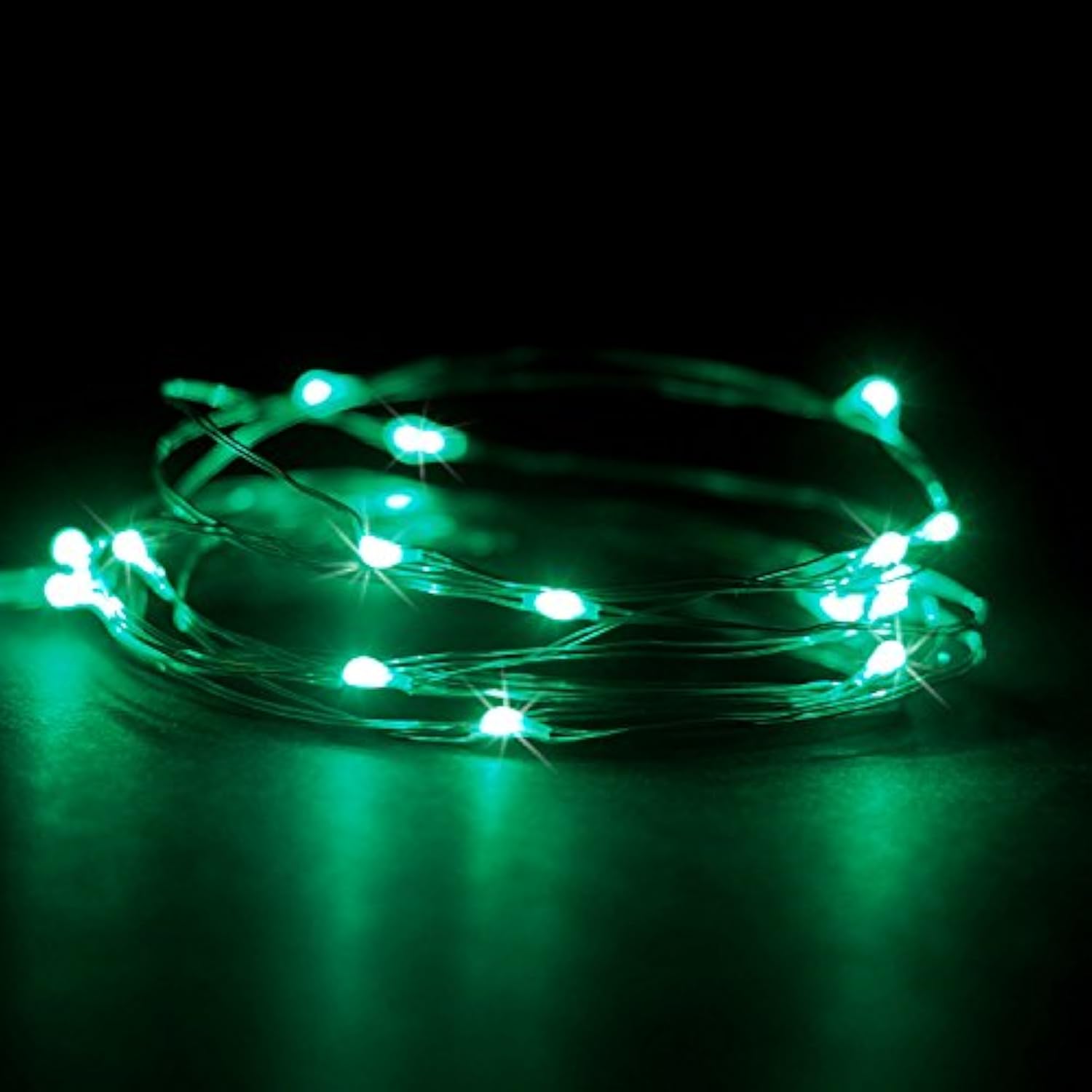 30 Leds Green Color String Lights Silver Wire Indoor And Outdoor 9.5 Feet Firefly Starry Fairy Lights Battery Powered Fo