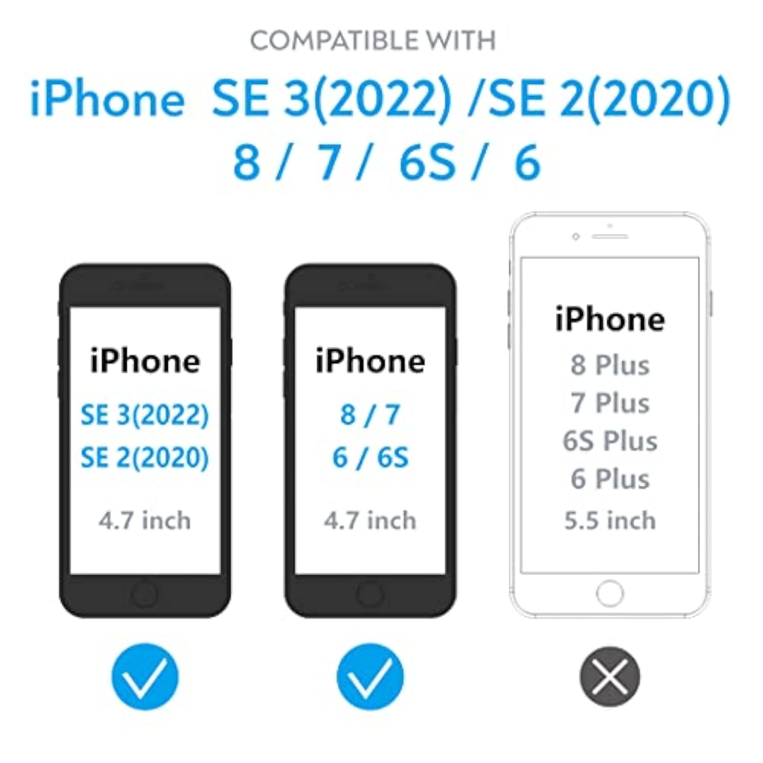 2 Pack Screen Protector For Iphone Se (2022, 2020), 8, 7, 6S, 6 - Full Coverage Tempered Glass (4.7 Inch, Black)