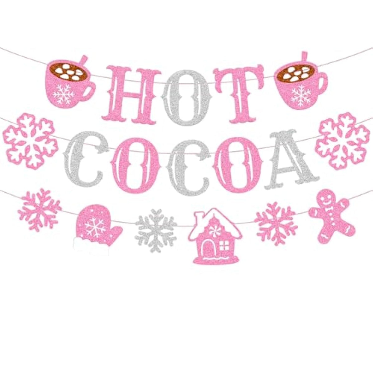 Hot Cocoa Banner Christmas Hot Chocolate Bar Winter Holiday Party Decorations